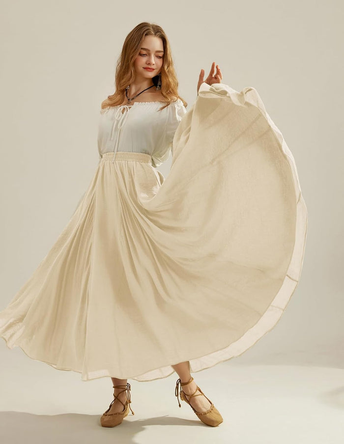 Scarlet Darkness Maxi Skirts for Women Long Flowy Boho Renaissance Skirt