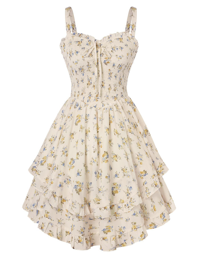 Cream Yellow Blue Floral / Small