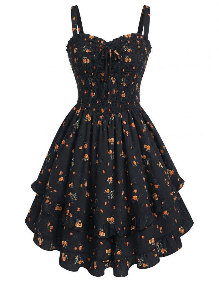 Black Yellow Ditsy Floral / Small