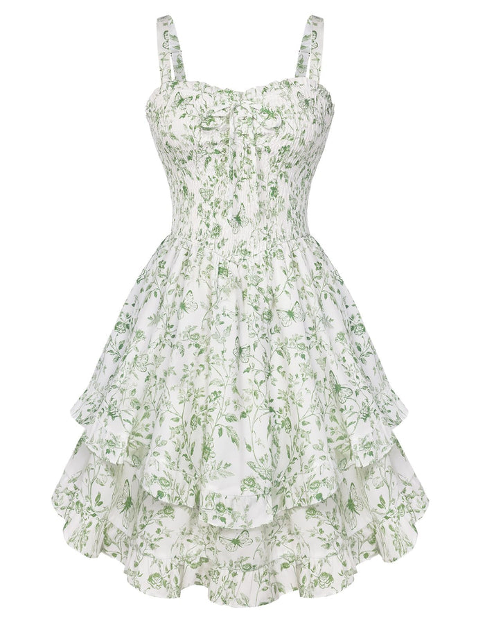 White Green Floral / Medium