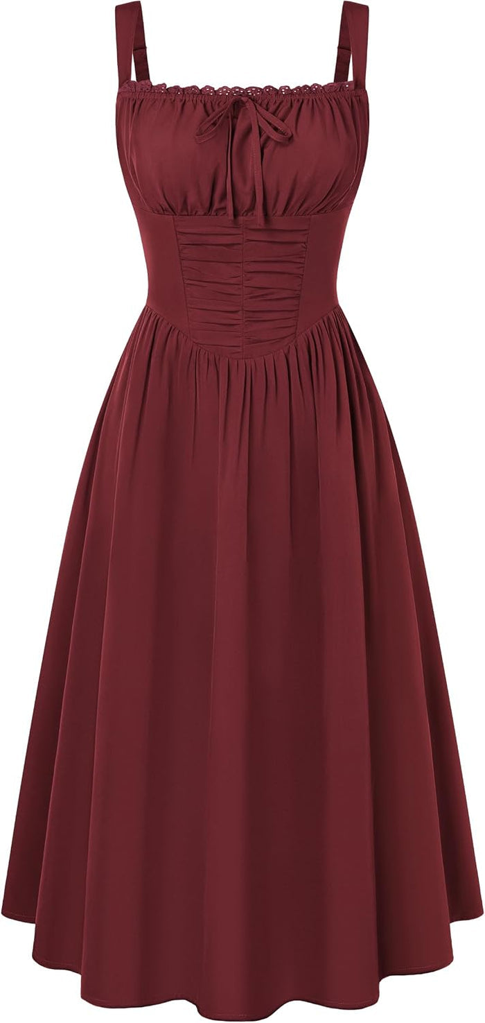Scarlet Darkness Women Corset Midi Dress Homecoming Cocktail Party Sundress