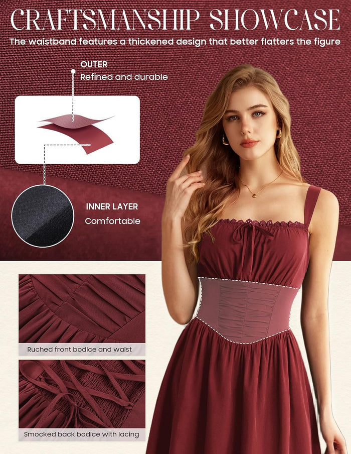 Scarlet Darkness Women Corset Midi Dress Homecoming Cocktail Party Sundress