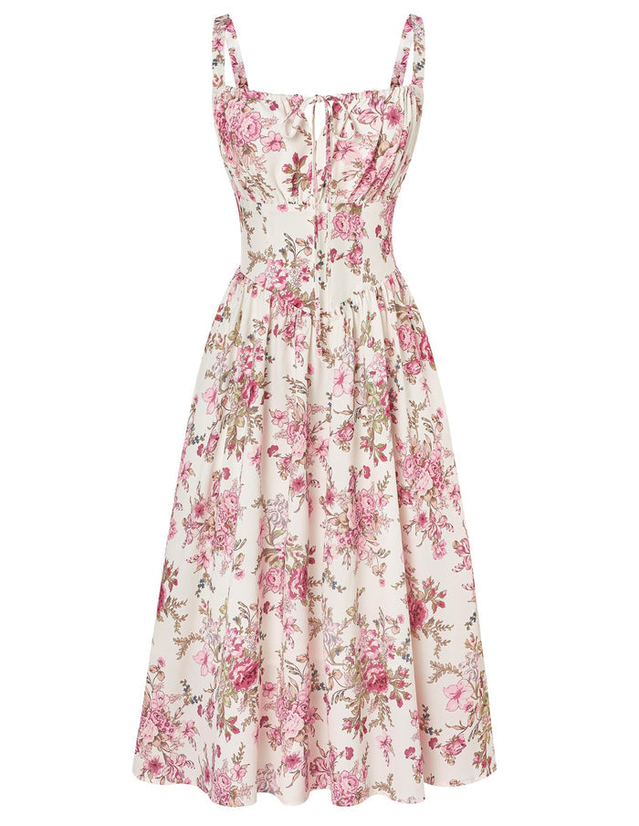 Scarlet Darkness Women's Floral Corset Dress with Pockets for Summer Spring