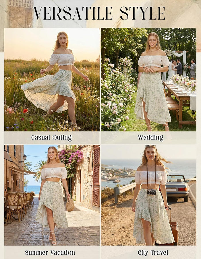 Scarlet Darkness Women's Floral Maxi Skirts Summer Boho Western Skirt