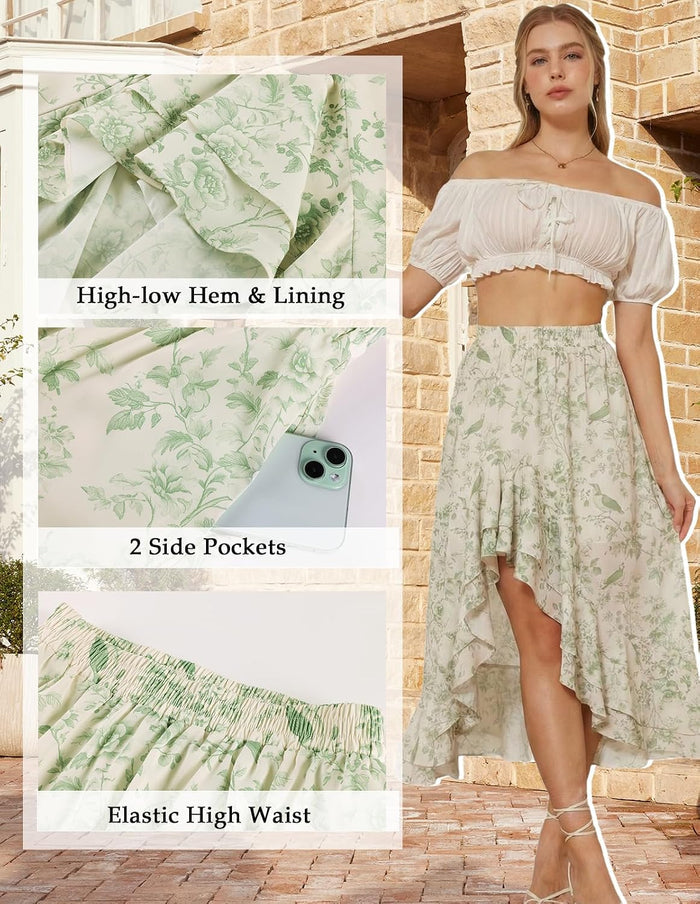 Scarlet Darkness Women's Floral Maxi Skirts Summer Boho Western Skirt