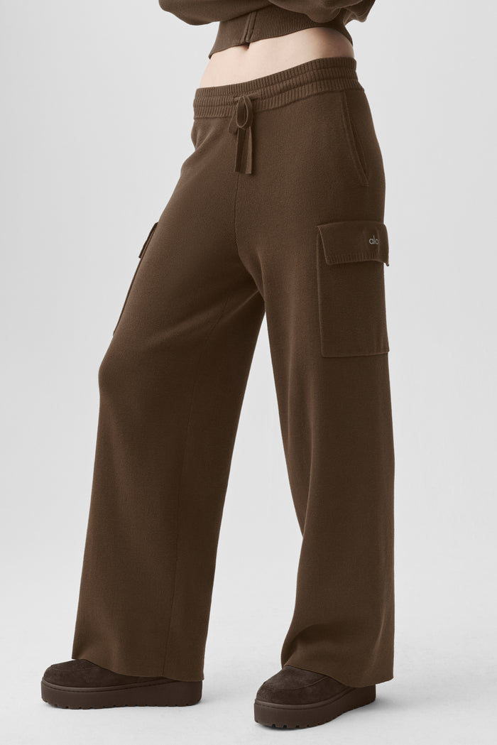 Scholar Knit High-Waist Cargo Pant - Espresso
