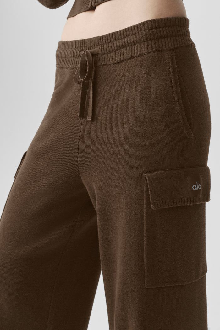 Scholar Knit High-Waist Cargo Pant - Espresso
