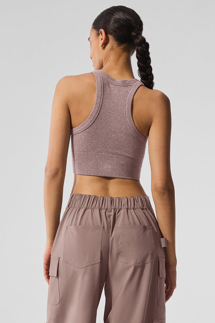Seamless Delight High Neck Bra - Mushroom Heather