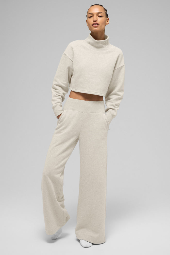 Serenity Wide Leg Sweatpant - Oatmeal Heather