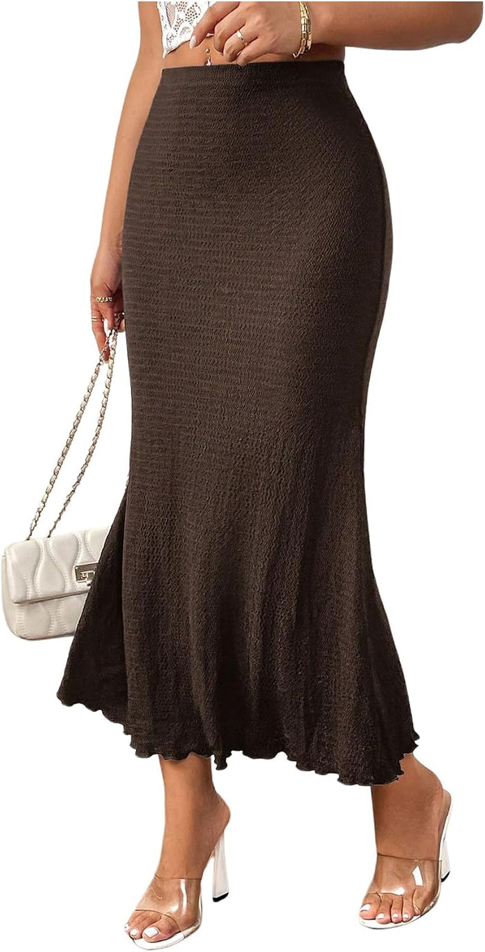 SHENHE Women's Elegant Midi Fishtail Skirt High Waisted Bodycon Flared Dres