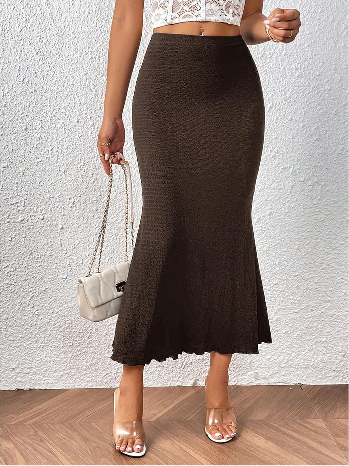 SHENHE Women's Elegant Midi Fishtail Skirt High Waisted Bodycon Flared Dres