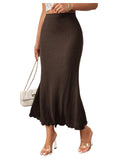 SHENHE Women's Elegant Midi Fishtail Skirt High Waisted Bodycon Flared Dres