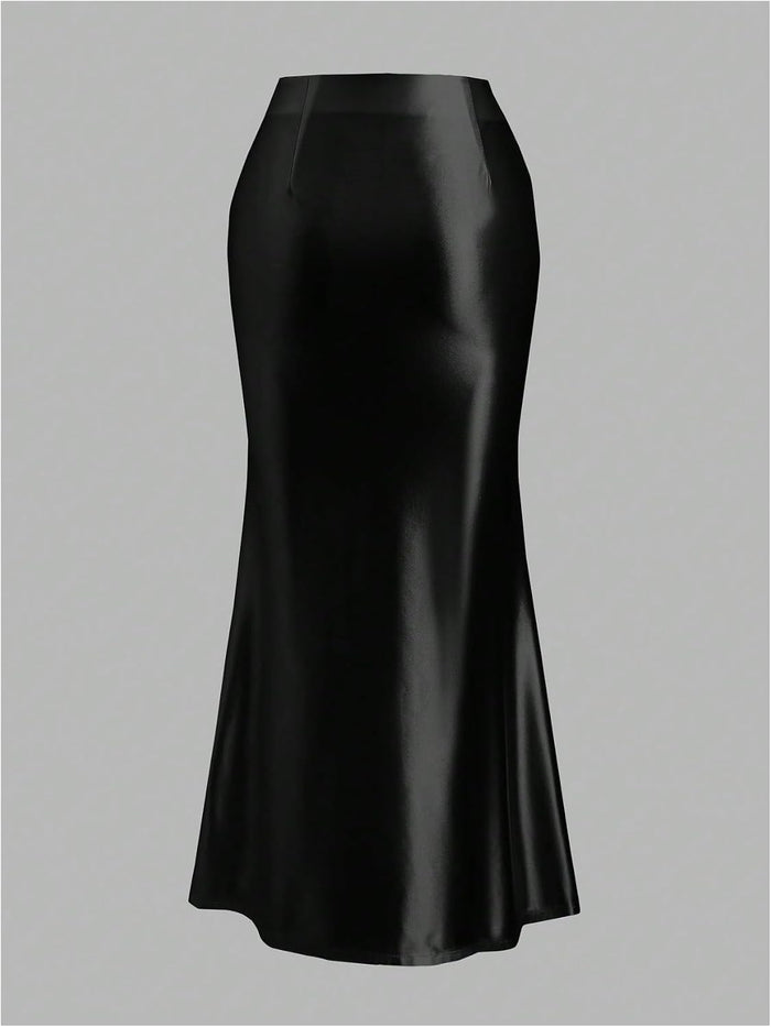 SHENHE Women's Satin Maxi Skirt Bodycon Fishtail Silky Elegant Long Skirt