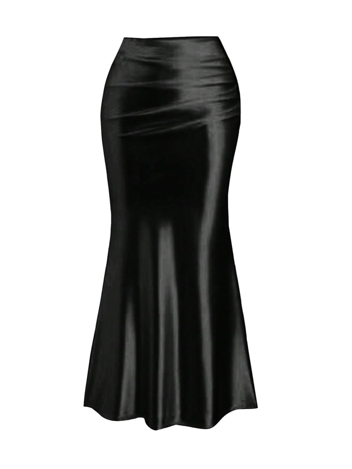 SHENHE Women's Satin Maxi Skirt Bodycon Fishtail Silky Elegant Long Skirt