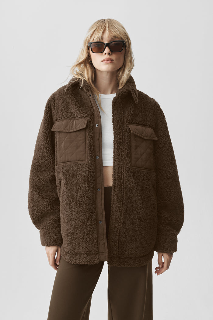Sherpa Edge Shacket - Espresso