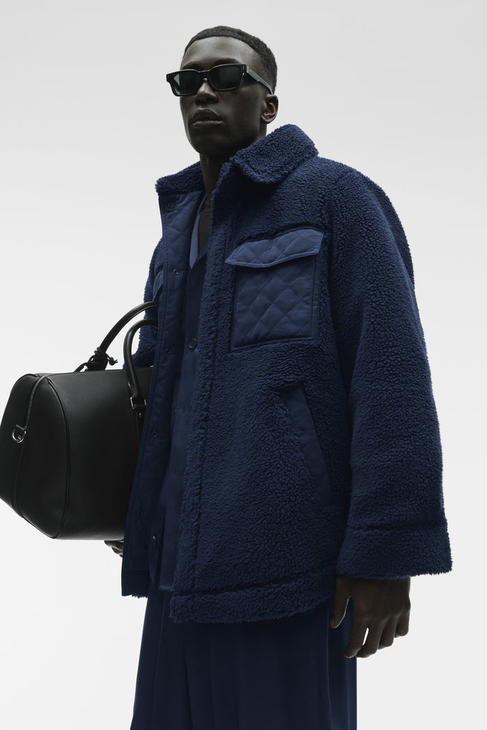 Sherpa Edge Shacket - Navy