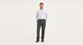 Front view of model wearing Charcoal Heather Signature Iron Free Khakis, Classic Fit with Stain Defender®.