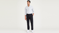 Front view of model wearing Beautiful Black Signature Iron Free Khakis, Straight Fit with Stain Defender®.