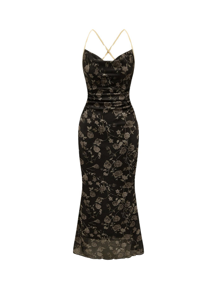 Black Floral Printed / X-Small