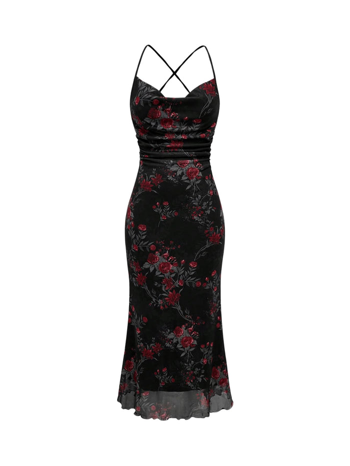 Black Flower Print / X-Small