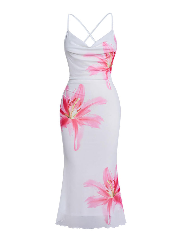 Pink Flower Print / X-Small