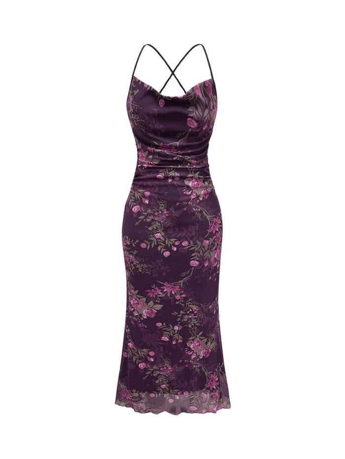 Purple Floral Printed / X-Small