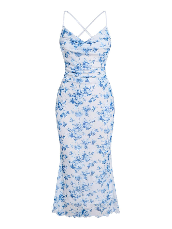 SOLY HUX Women's Floral Mesh Cami Dress Cocktail Wedding Guest Long Dresses