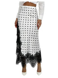 SOLY HUX Women's Satin Lace Maxi Skirt Low Rise Fishtail Long Skirts