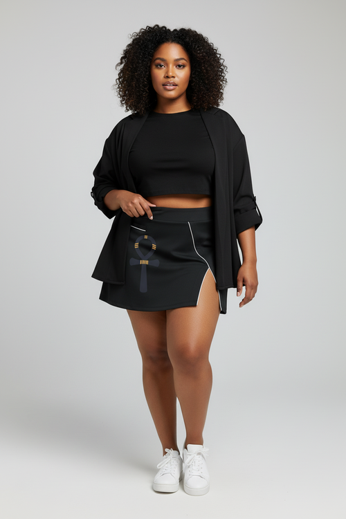 "Sovereign Path" High-Waist A-Line Skirt
