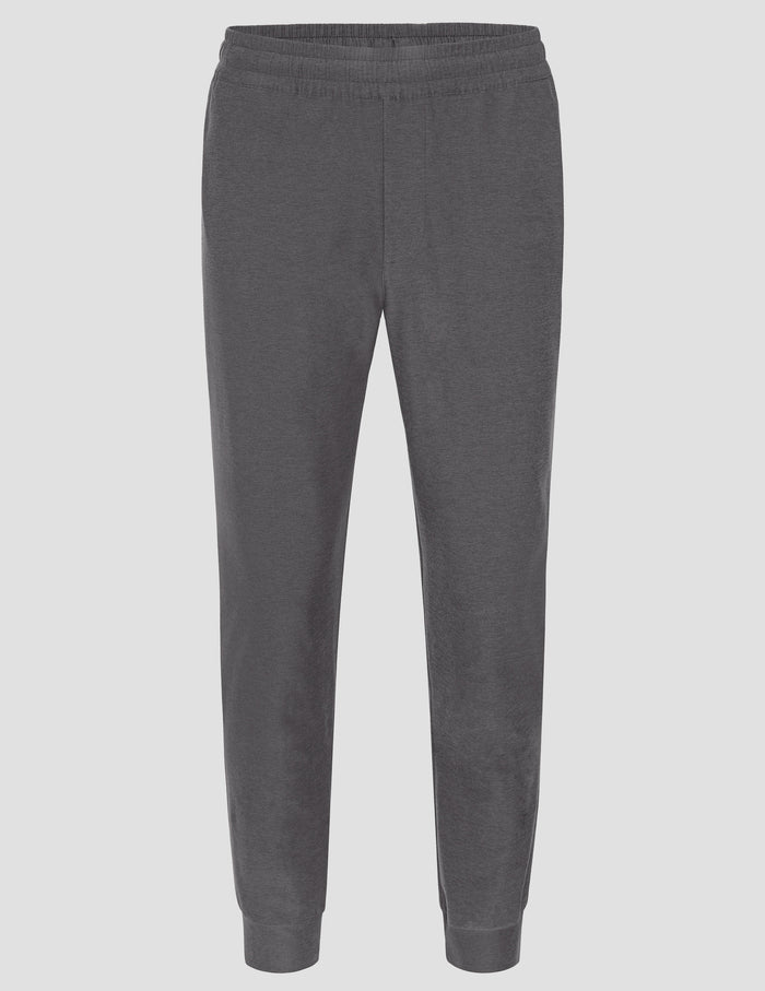 Dark grey marled Spacedye Freefit Men's Zipper Pockets Jogger with slim-fit tapered legs and an elastic waistband.