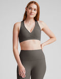 gray sports bra.