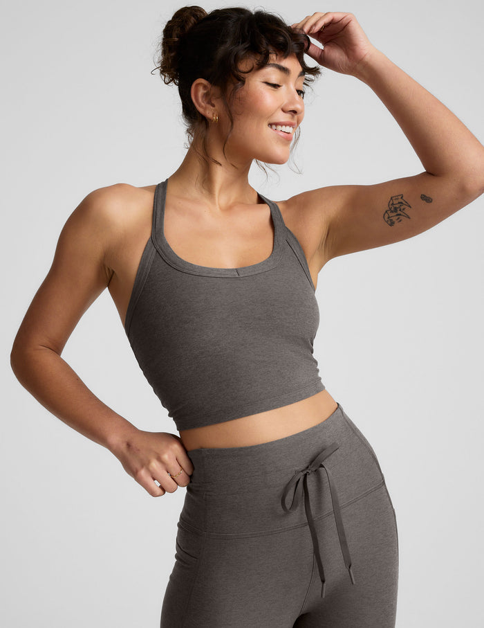 gray cropped top