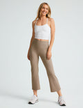 brown crop wide leg midi pant