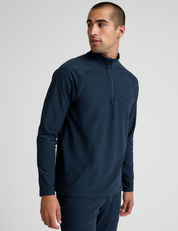 blue men's quarter zip pullover.