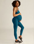 blue maternity jumpsuit.