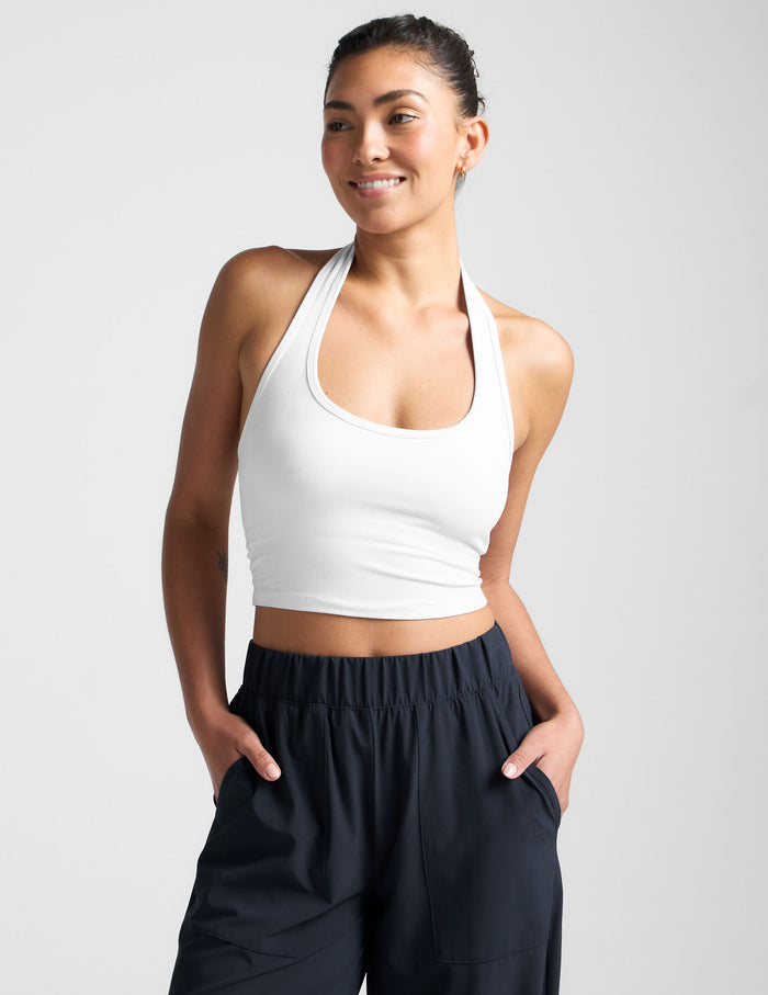 white halter crop top