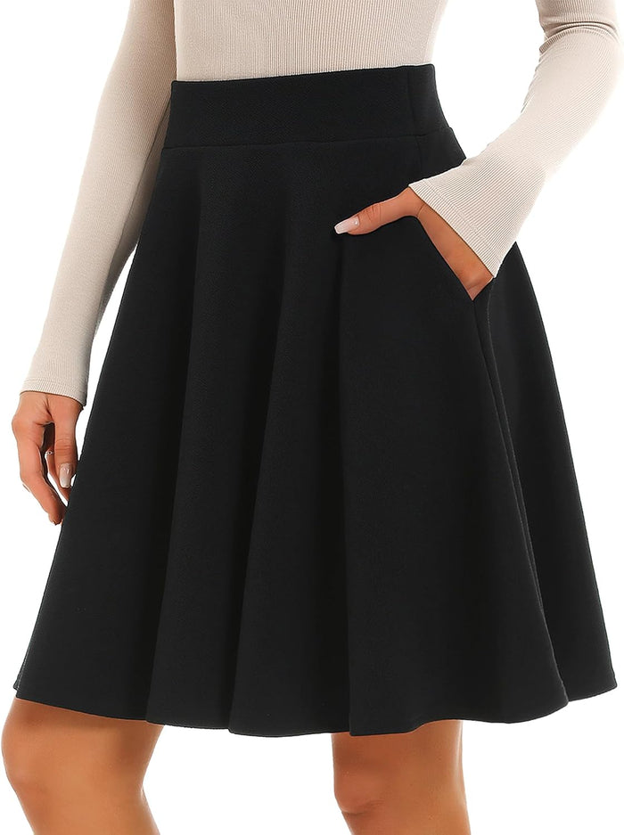 Stelle Women’s Knee Length Flared Skirt for Casual Office Travel Wear