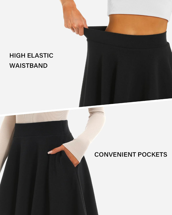 Stelle Women’s Knee Length Flared Skirt for Casual Office Travel Wear