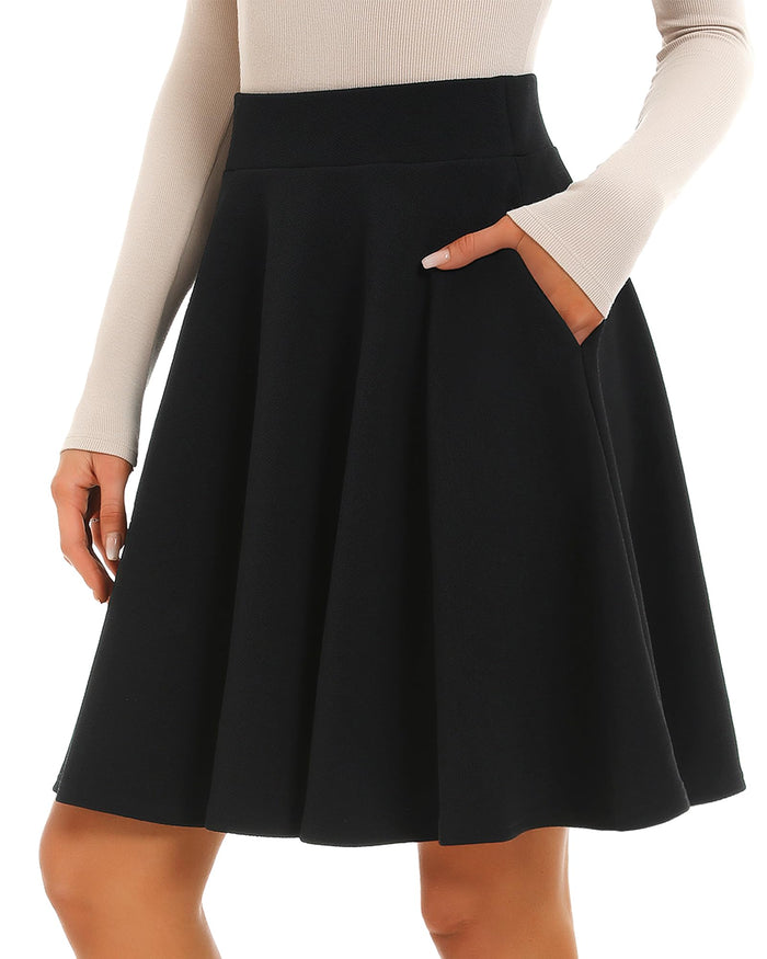 Stelle Women’s Knee Length Flared Skirt for Casual Office Travel Wear