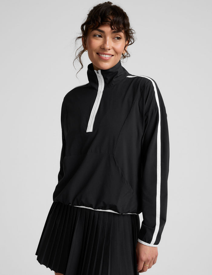 black and white half zip jacket