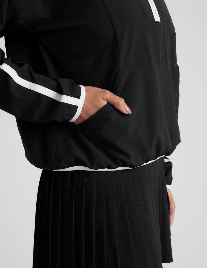 black and white half zip jacket