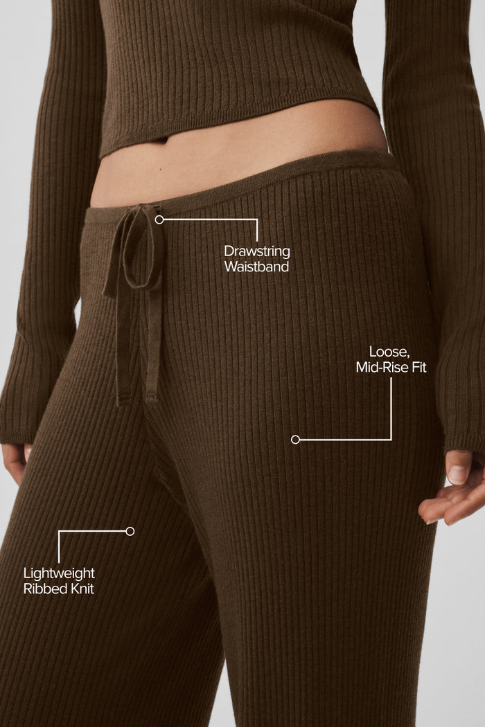 Sweater Knit Mid-Rise Unwind Wide Leg Pant - Espresso