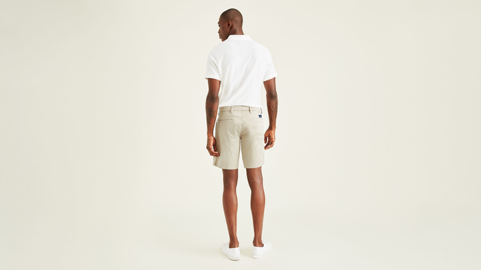 View of model wearing Porcelain Khaki Ultimate 9.5" Shorts (Big and Tall).