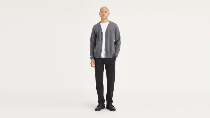 Front view of model wearing Black Ultimate Chinos, Athletic Fit (Big and Tall).