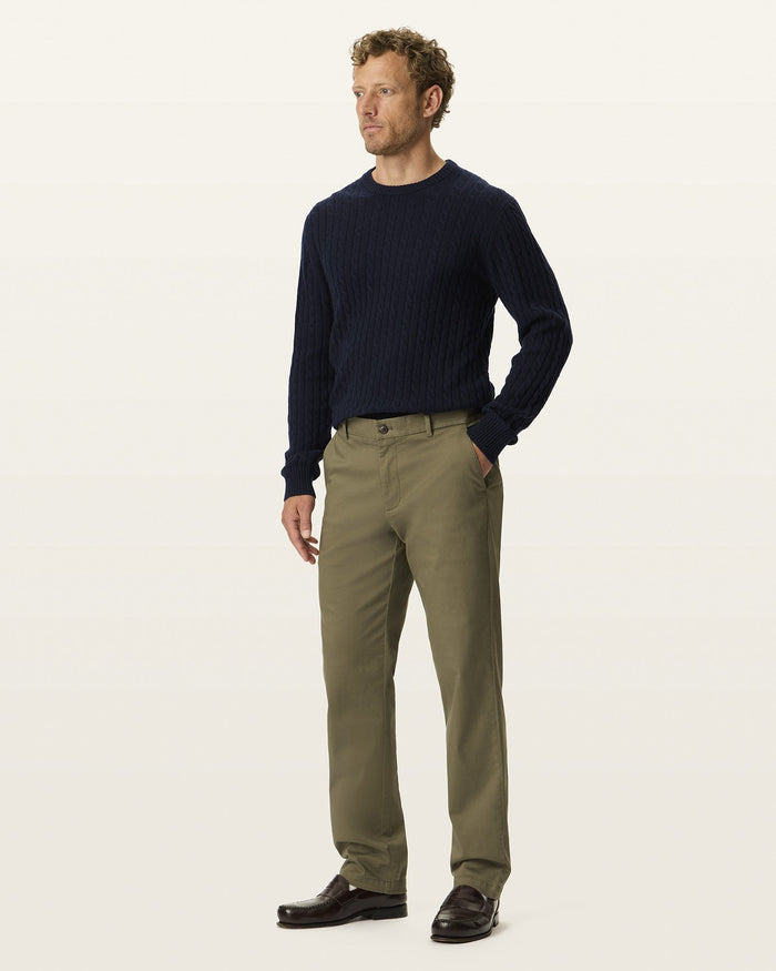 SATEEN KHAKI STRAIGHT FIT in Dusty Olive