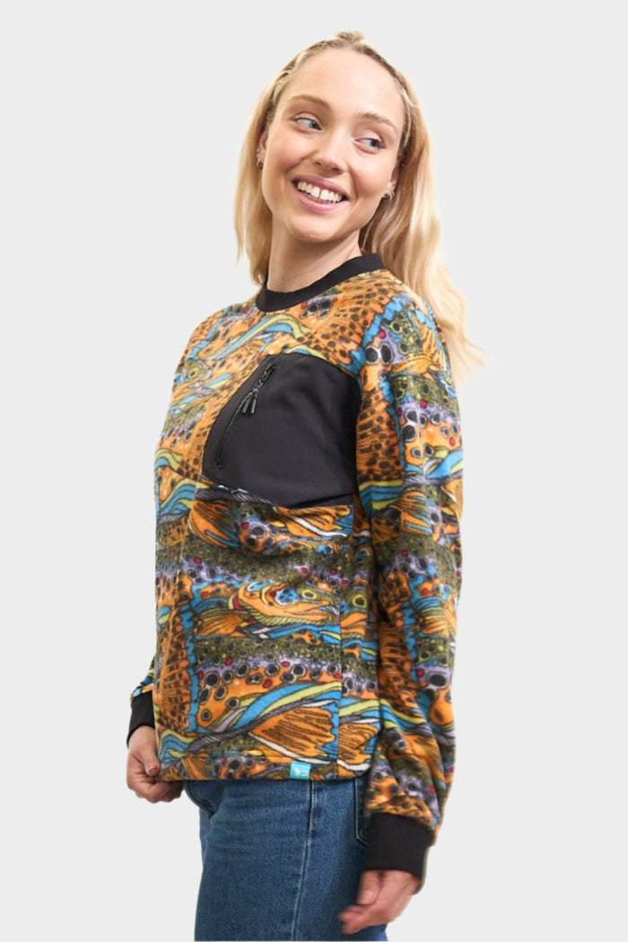 Unbound Brown Fleece Crew Neck - FisheWear