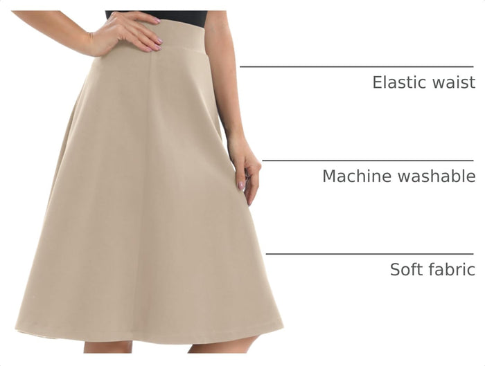 Urban CoCo Women's A-Line Elastic High Waist Flare Work Midi Knee Length Stretchy Skirt