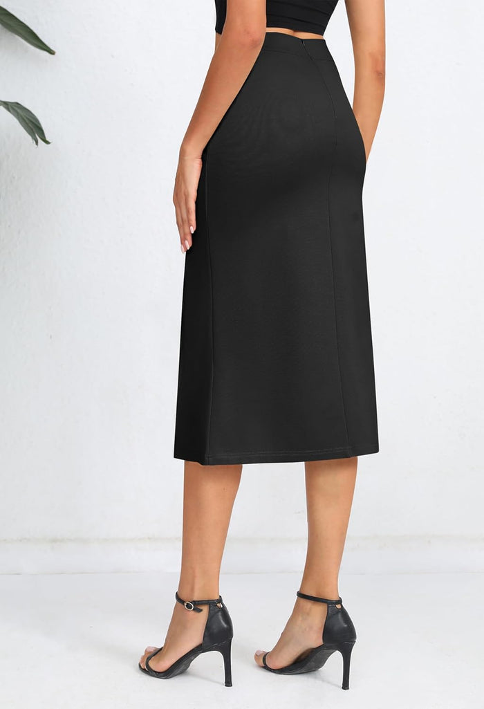 Urban CoCo Women's Stretch Office Fishtail Pencil Skirt High Waist Bodycon Midi Skirt with Slit