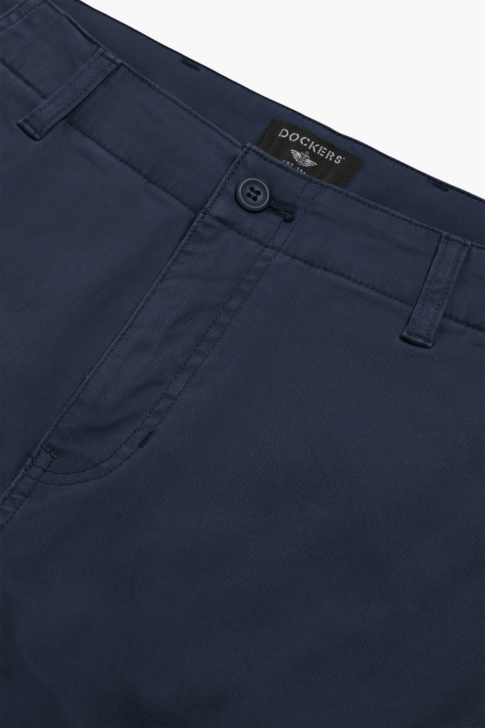 View of model wearing Navy Blazer Utility Cargo Pant, Straight Fit.