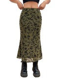 Verdusa Women's Fishtail Mesh Long Skirt 90s Y2k Outfits Goth Clothes